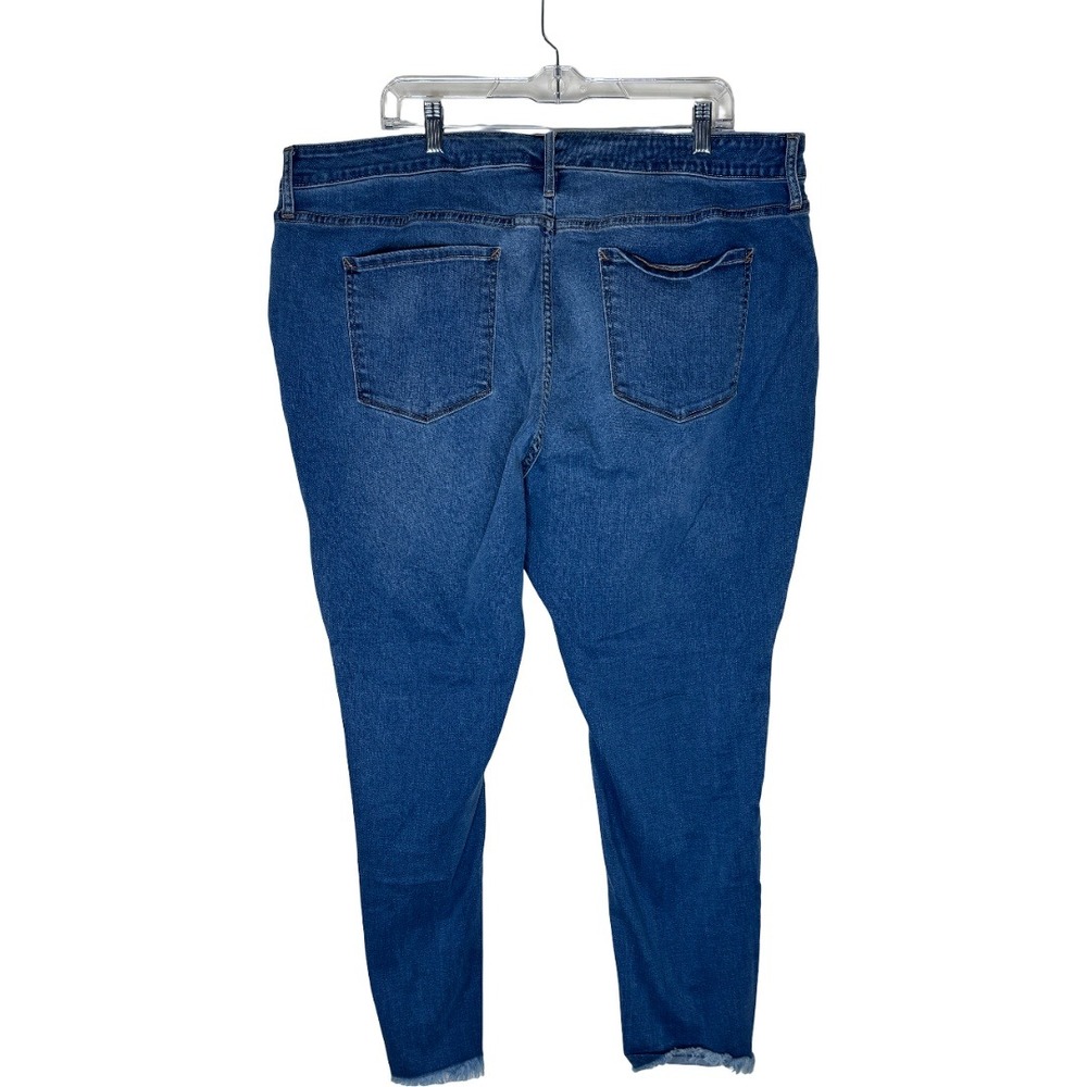 a.n.a High Rise Jegging Womens 22W Blue Button Fly Raw Hem Stretch Denim Jeans - Picture 7 of 9